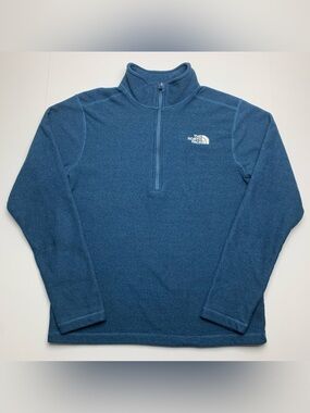 The North Face Quarter 1/4 Zip Blue Sweater Textured Outdoor Mens Size Medium